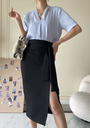 【動画あり】美シルエットウエストリボンスリットスカート　４色展開 - select store mirror me【動画あり】美シルエットウエストリボンスリットスカート　４色展開190816118mirror meselect store mirror me190816118アイボリーS
