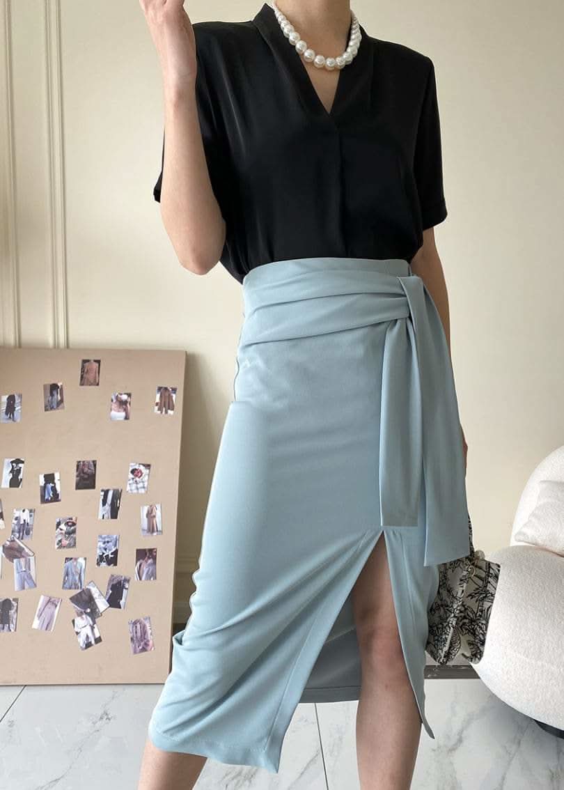 【動画あり】美シルエットウエストリボンスリットスカート　４色展開 - select store mirror me【動画あり】美シルエットウエストリボンスリットスカート　４色展開190816118mirror meselect store mirror me190816118アイボリーS