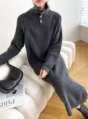 【動画あり】タートルネックボタンニットロングワンピース　４色展開 - select store mirror me【動画あり】タートルネックボタンニットロングワンピース　４色展開191656397mirror meselect store mirror me191656397ブルー