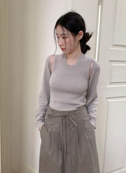 【動画あり】ショルダーカットバックオープンニット　４色展開 - select store mirror me【動画あり】ショルダーカットバックオープンニット　４色展開200256443mirror meselect store mirror me200256443アイボリー