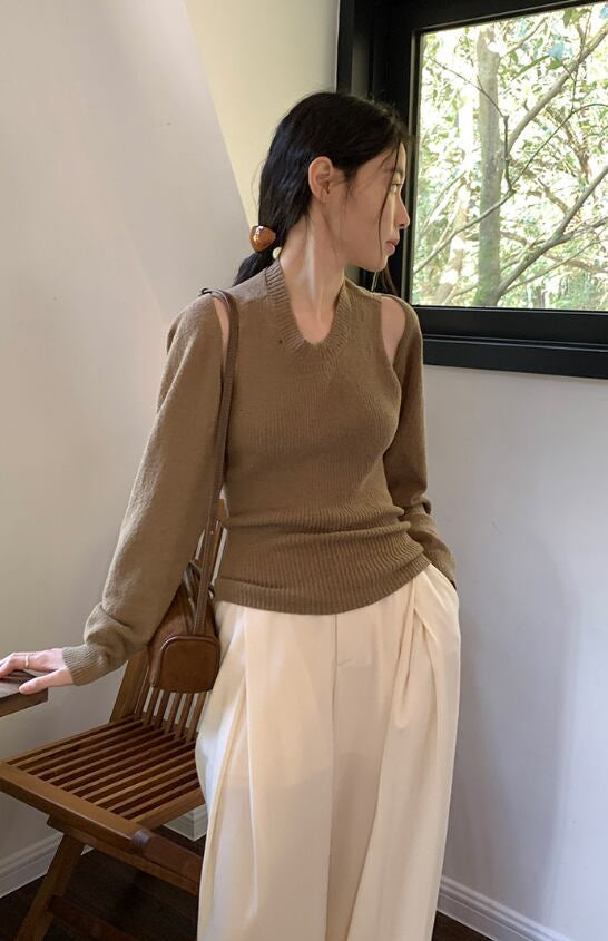 【動画あり】ショルダーカットバックオープンニット　４色展開 - select store mirror me【動画あり】ショルダーカットバックオープンニット　４色展開200256443mirror meselect store mirror me200256443アイボリー