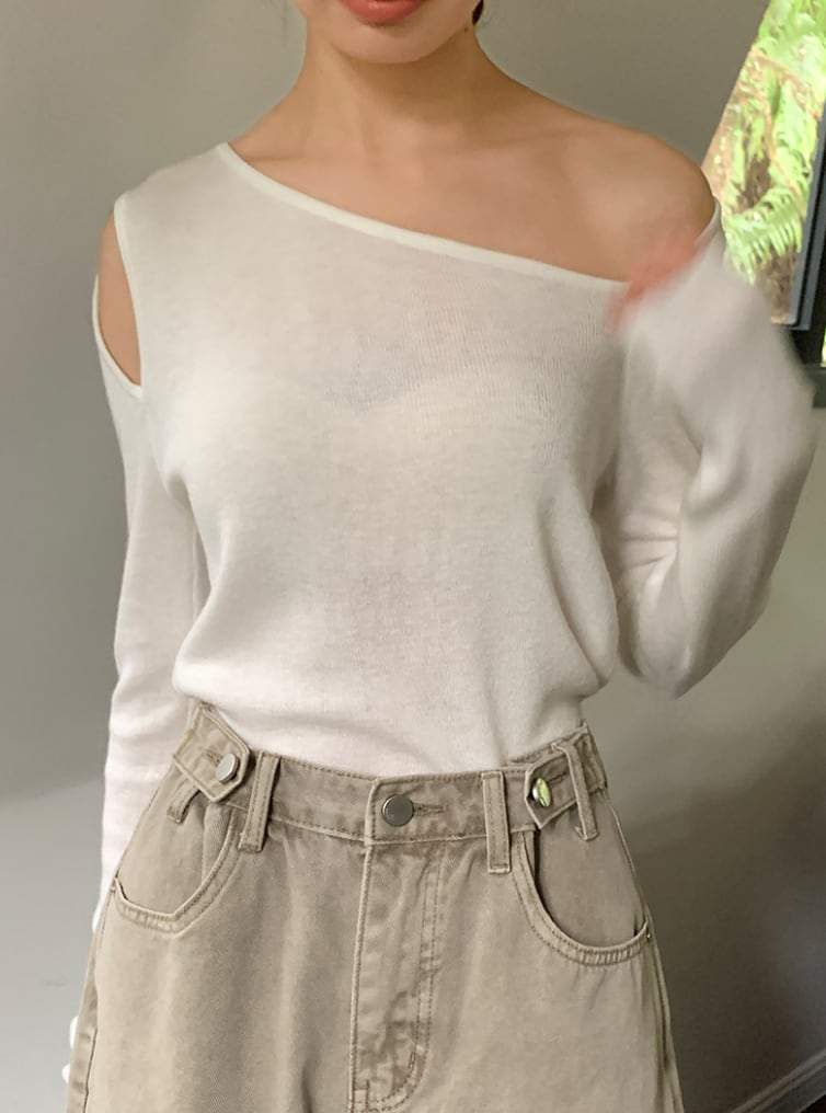 【動画あり】シースルーカットショルダー変形デザイントップス　４色展開 - select store mirror me【動画あり】シースルーカットショルダー変形デザイントップス　４色展開200258140mirror meselect store mirror me200258140ホワイト