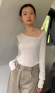 【動画あり】シースルーカットショルダー変形デザイントップス　４色展開 - select store mirror me【動画あり】シースルーカットショルダー変形デザイントップス　４色展開200258140mirror meselect store mirror me200258140ホワイト