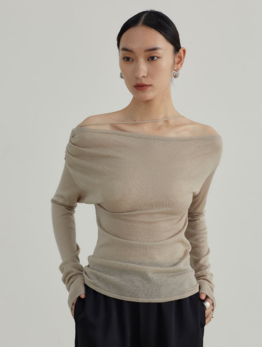 細ラインオフショルダーシースルートップス　４色展開 - select store mirror me細ラインオフショルダーシースルートップス　４色展開200956214mirror meselect store mirror me200956214ホワイト