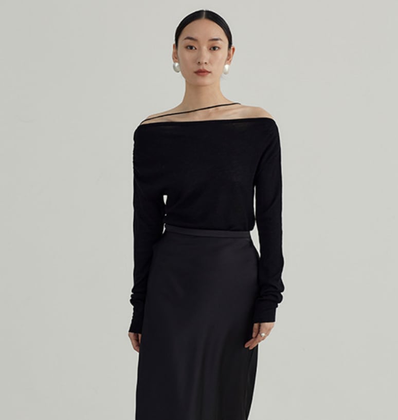 細ラインオフショルダーシースルートップス　４色展開 - select store mirror me細ラインオフショルダーシースルートップス　４色展開200956214mirror meselect store mirror me200956214ホワイト