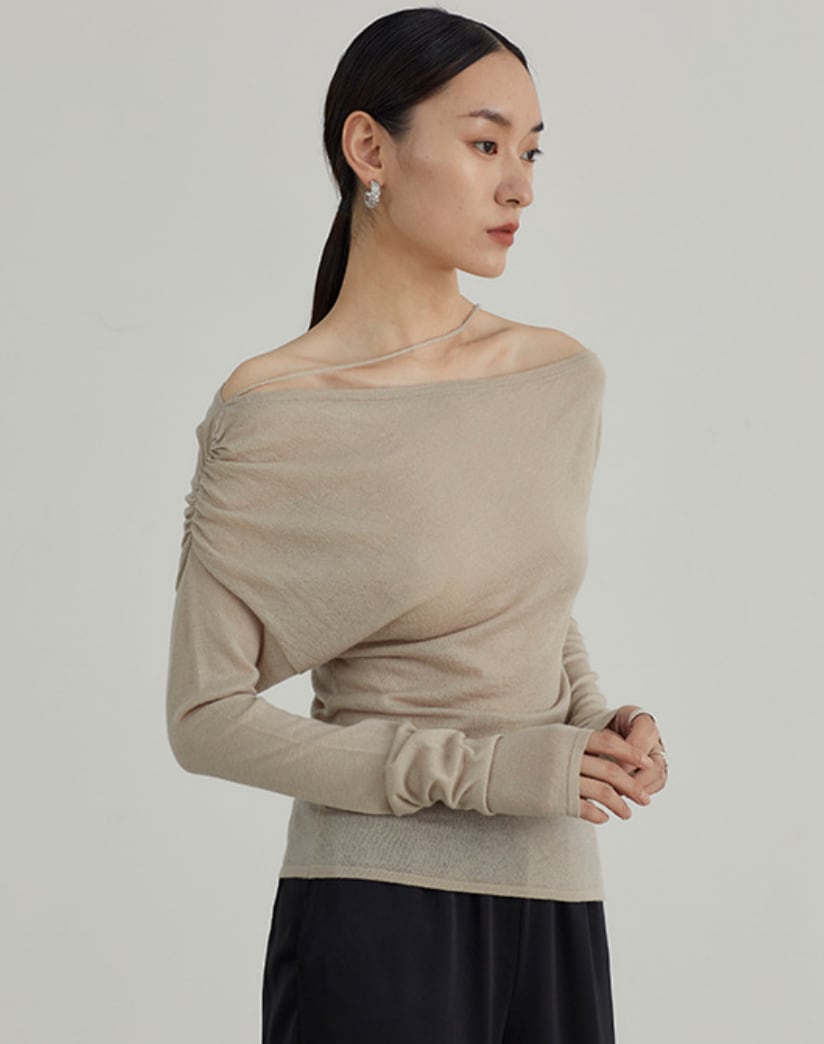 細ラインオフショルダーシースルートップス　４色展開 - select store mirror me細ラインオフショルダーシースルートップス　４色展開200956214mirror meselect store mirror me200956214ホワイト