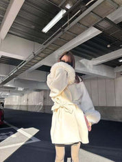 ＜インスタグラマー様ご愛用＞　高品質ウールホワイトショートファーコート