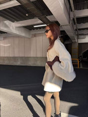 ＜インスタグラマー様ご愛用＞　高品質ウールホワイトショートファーコート