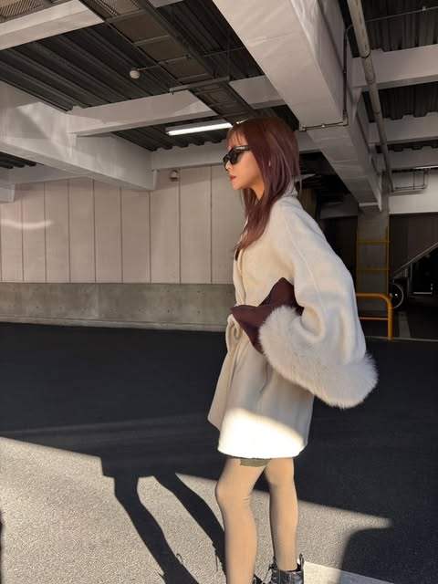 ＜インスタグラマー様ご愛用＞　高品質ウールホワイトショートファーコート