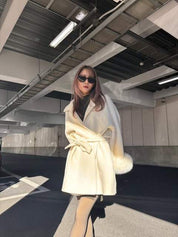 ＜インスタグラマー様ご愛用＞　高品質ウールホワイトショートファーコート