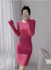 スリムリブニットワンピース　６色展開