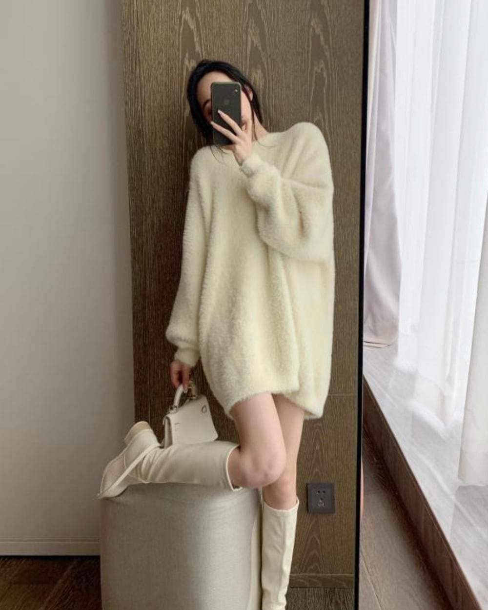 【上質】【動画あり】ラフシルエットもこもこニット　５色展開 - select store mirror me【上質】【動画あり】ラフシルエットもこもこニット　５色展開152087227mirror meselect store mirror me152087227ホワイト