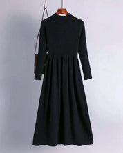 【動画あり】くすみカラーモックネックリブ切り替えワンピース　５色展開 mirror me