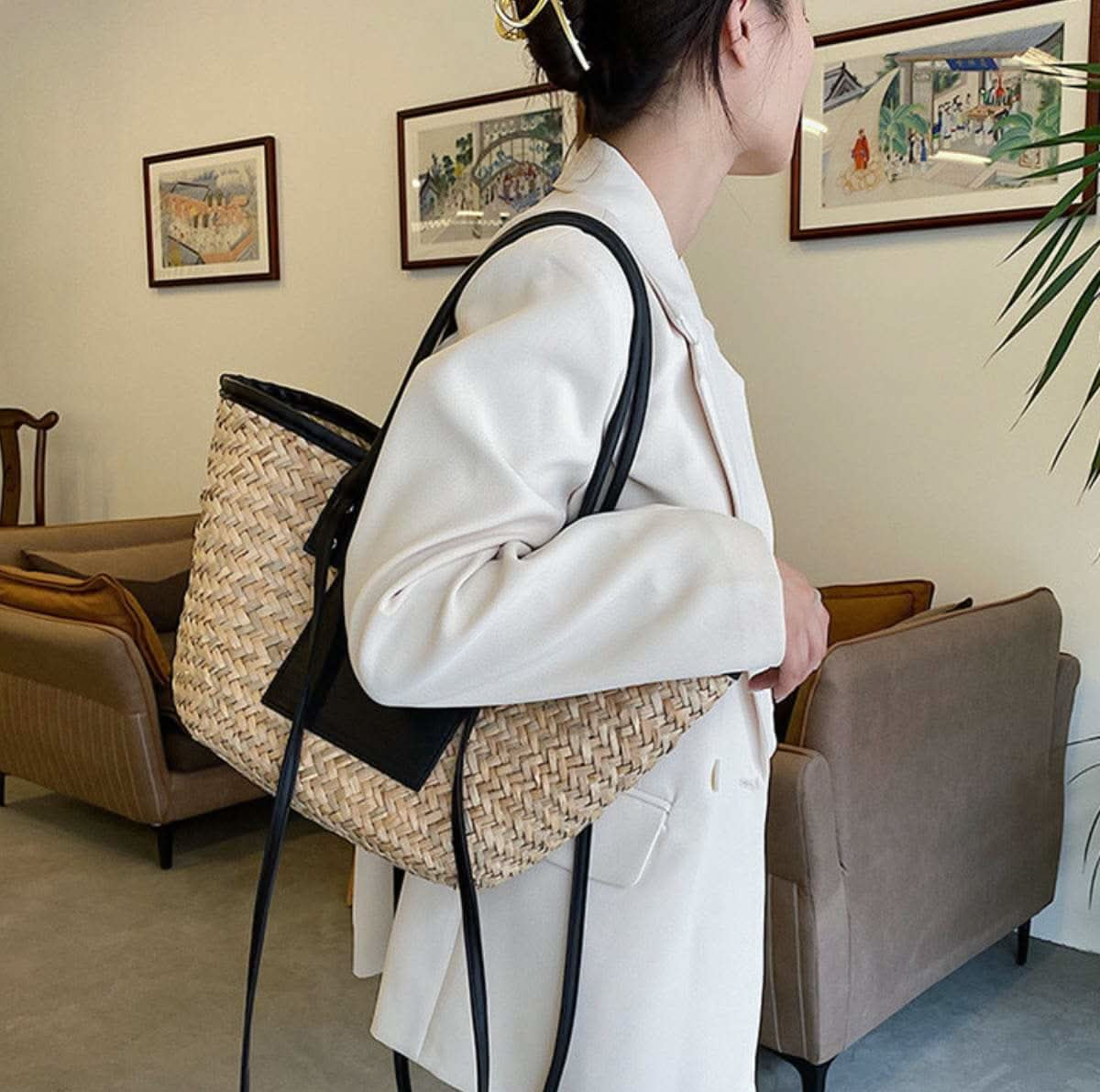 【動画あり】ストロー素材切り替えカゴバッグ　５色展開 - select store mirror me【動画あり】ストロー素材切り替えカゴバッグ　５色展開182244291mirror meselect store mirror me182244291ホワイト
