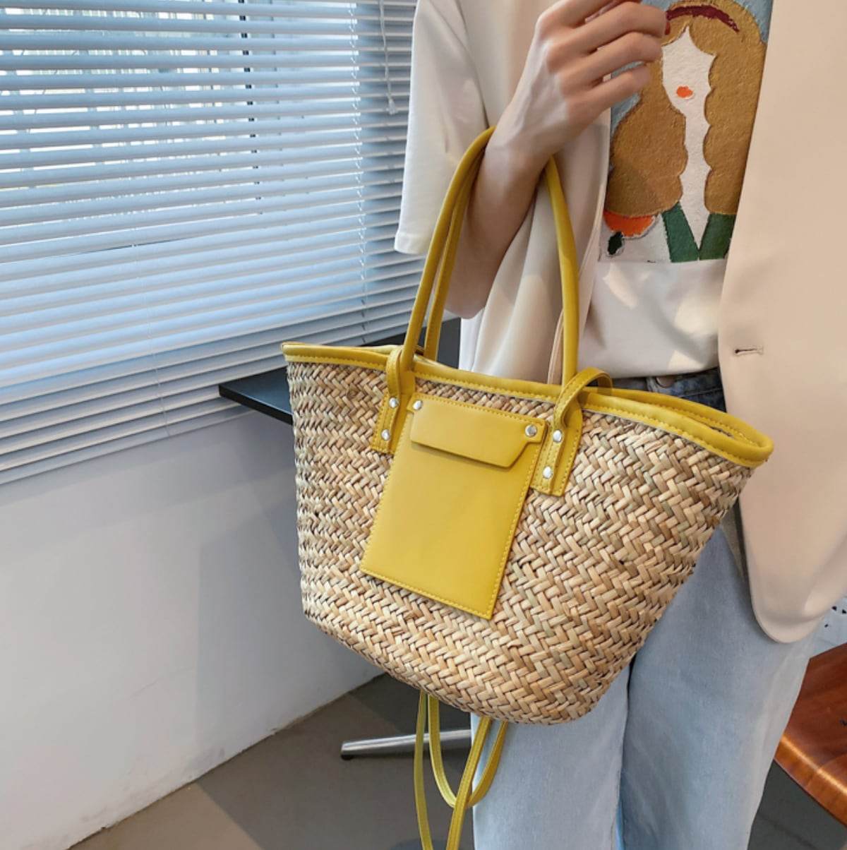 【動画あり】ストロー素材切り替えカゴバッグ　５色展開 - select store mirror me【動画あり】ストロー素材切り替えカゴバッグ　５色展開182244291mirror meselect store mirror me182244291ホワイト