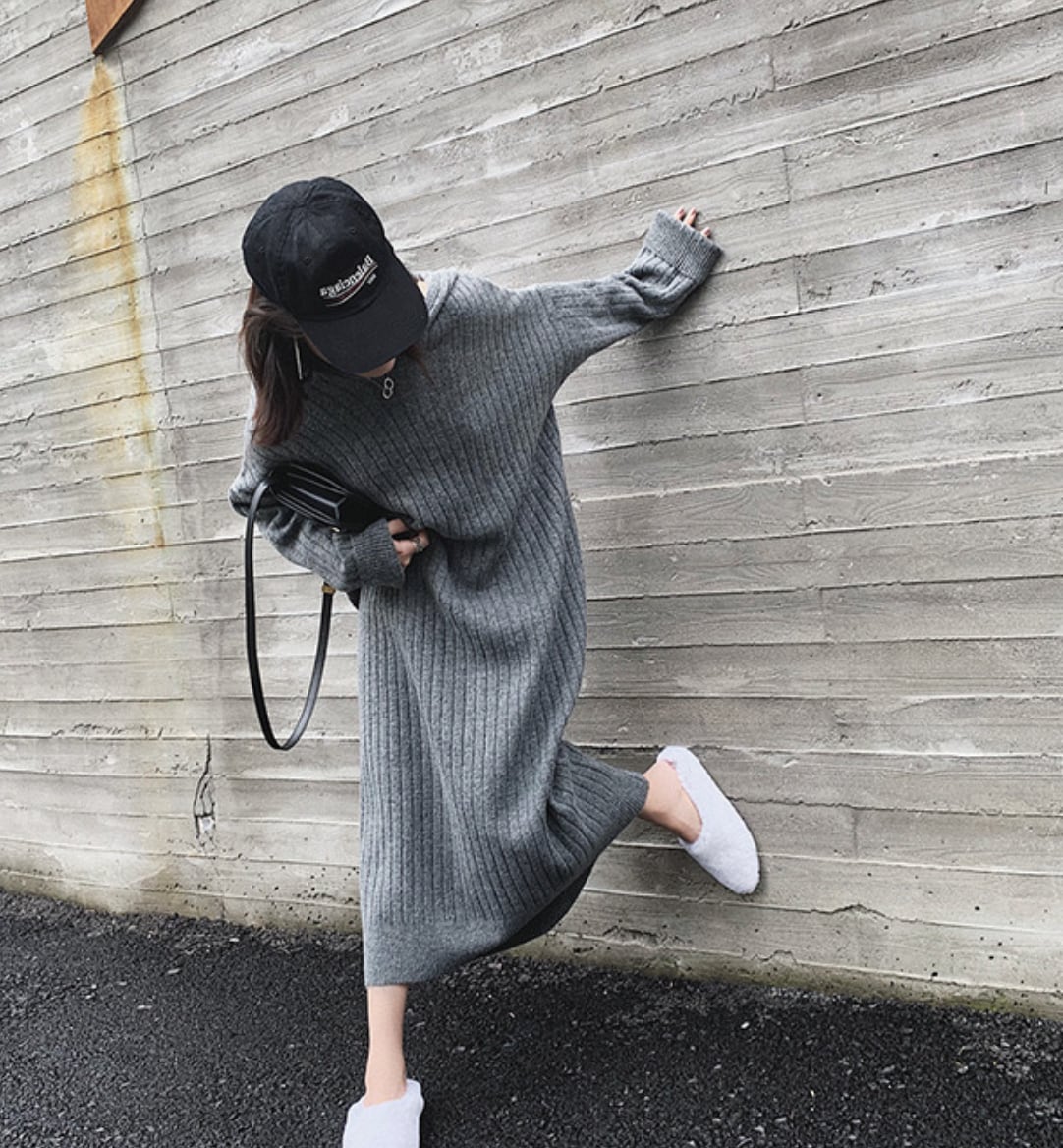 ゆるシルエットリブニットワンピース　５色展開 - select store mirror meゆるシルエットリブニットワンピース　５色展開189950408mirror meselect store mirror me189950408アイボリー