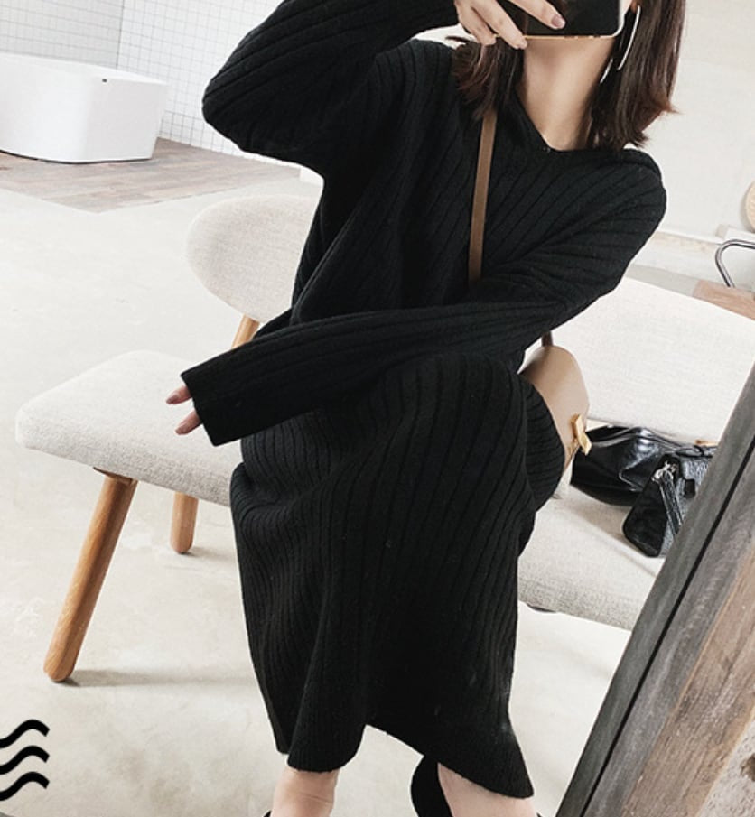 ゆるシルエットリブニットワンピース　５色展開 - select store mirror meゆるシルエットリブニットワンピース　５色展開189950408mirror meselect store mirror me189950408アイボリー