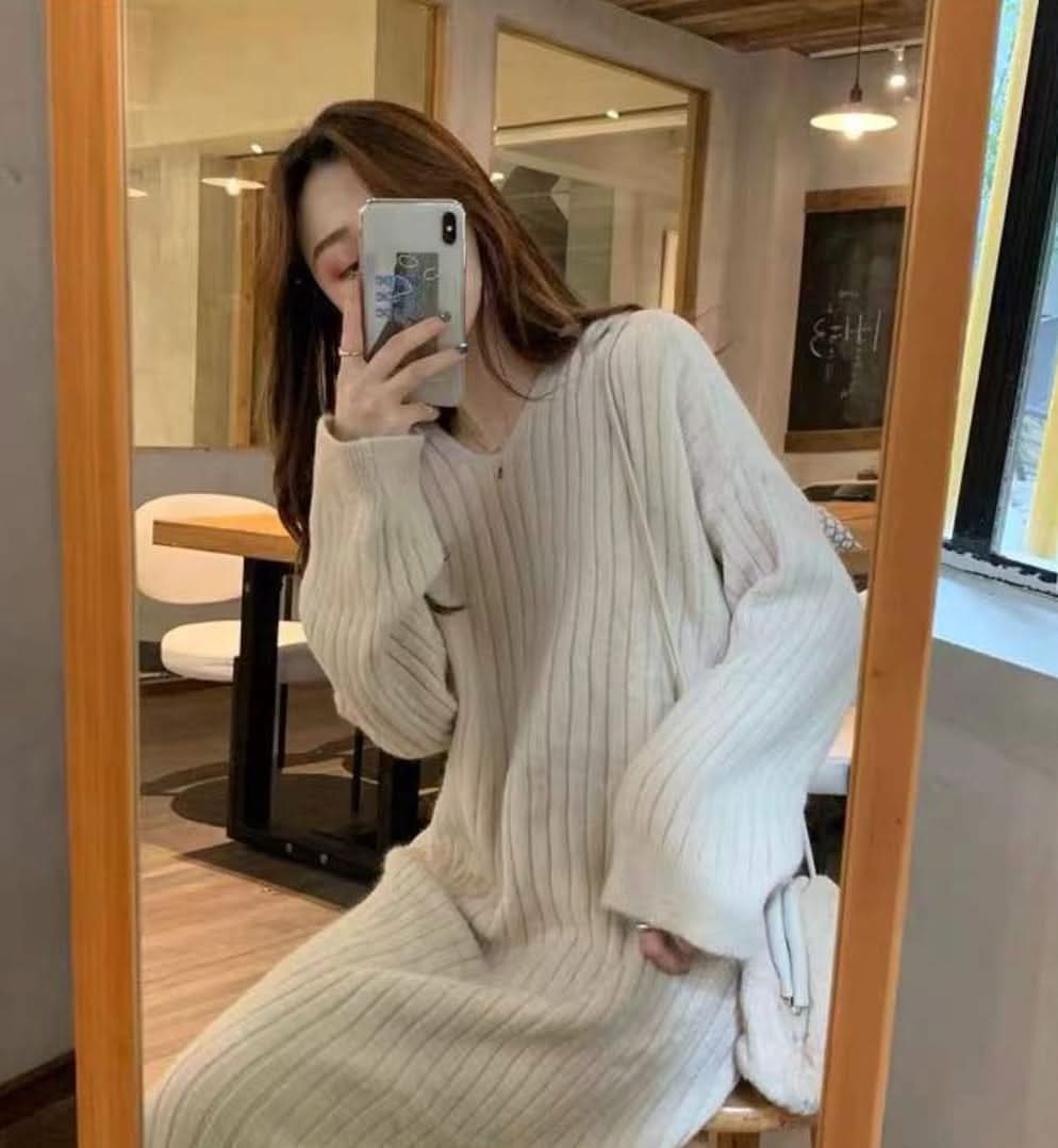 ゆるシルエットリブニットワンピース　５色展開 - select store mirror meゆるシルエットリブニットワンピース　５色展開189950408mirror meselect store mirror me189950408アイボリー
