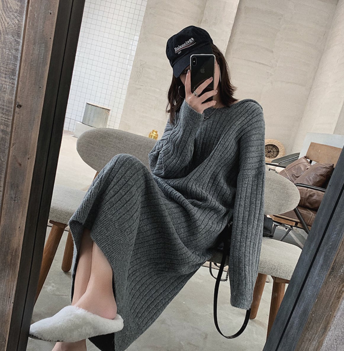 ゆるシルエットリブニットワンピース　５色展開 - select store mirror meゆるシルエットリブニットワンピース　５色展開189950408mirror meselect store mirror me189950408アイボリー