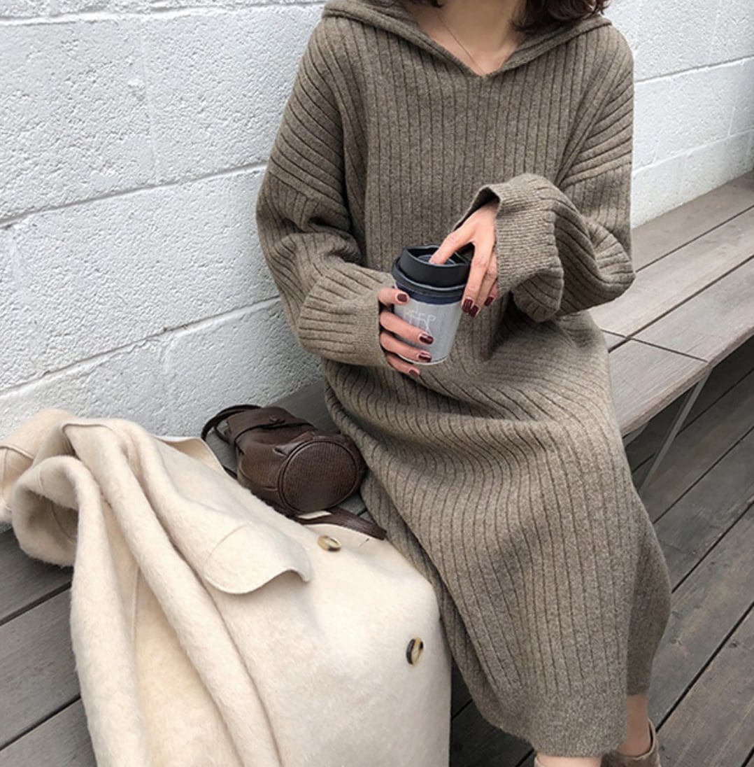 ゆるシルエットリブニットワンピース　５色展開 - select store mirror meゆるシルエットリブニットワンピース　５色展開189950408mirror meselect store mirror me189950408アイボリー
