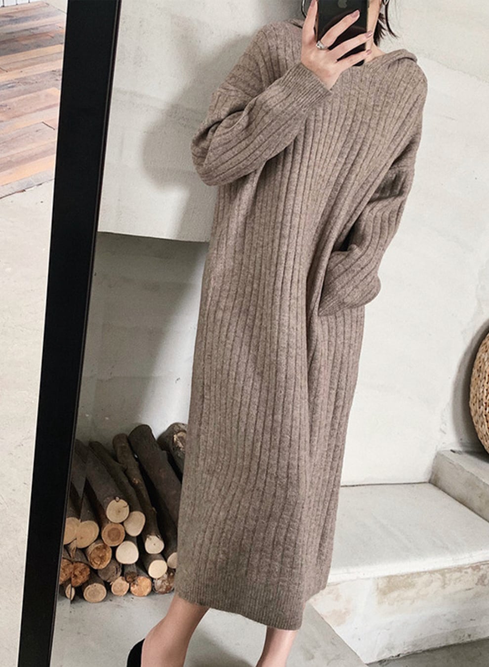 ゆるシルエットリブニットワンピース　５色展開 - select store mirror meゆるシルエットリブニットワンピース　５色展開189950408mirror meselect store mirror me189950408アイボリー