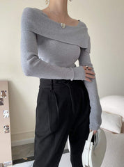 【動画あり】変形オフショルダーネックリブニットトップス　５色展開 - select store mirror me【動画あり】変形オフショルダーネックリブニットトップス　５色展開197258501mirror meselect store mirror me197258501ホワイト
