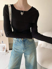 【動画あり】変形オフショルダーネックリブニットトップス　５色展開 - select store mirror me【動画あり】変形オフショルダーネックリブニットトップス　５色展開197258501mirror meselect store mirror me197258501ホワイト