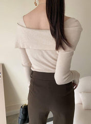 【動画あり】変形オフショルダーネックリブニットトップス　５色展開 - select store mirror me【動画あり】変形オフショルダーネックリブニットトップス　５色展開197258501mirror meselect store mirror me197258501ホワイト