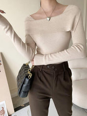【動画あり】変形オフショルダーネックリブニットトップス　５色展開 - select store mirror me【動画あり】変形オフショルダーネックリブニットトップス　５色展開197258501mirror meselect store mirror me197258501ホワイト