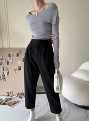 【動画あり】変形オフショルダーネックリブニットトップス　５色展開 - select store mirror me【動画あり】変形オフショルダーネックリブニットトップス　５色展開197258501mirror meselect store mirror me197258501ホワイト