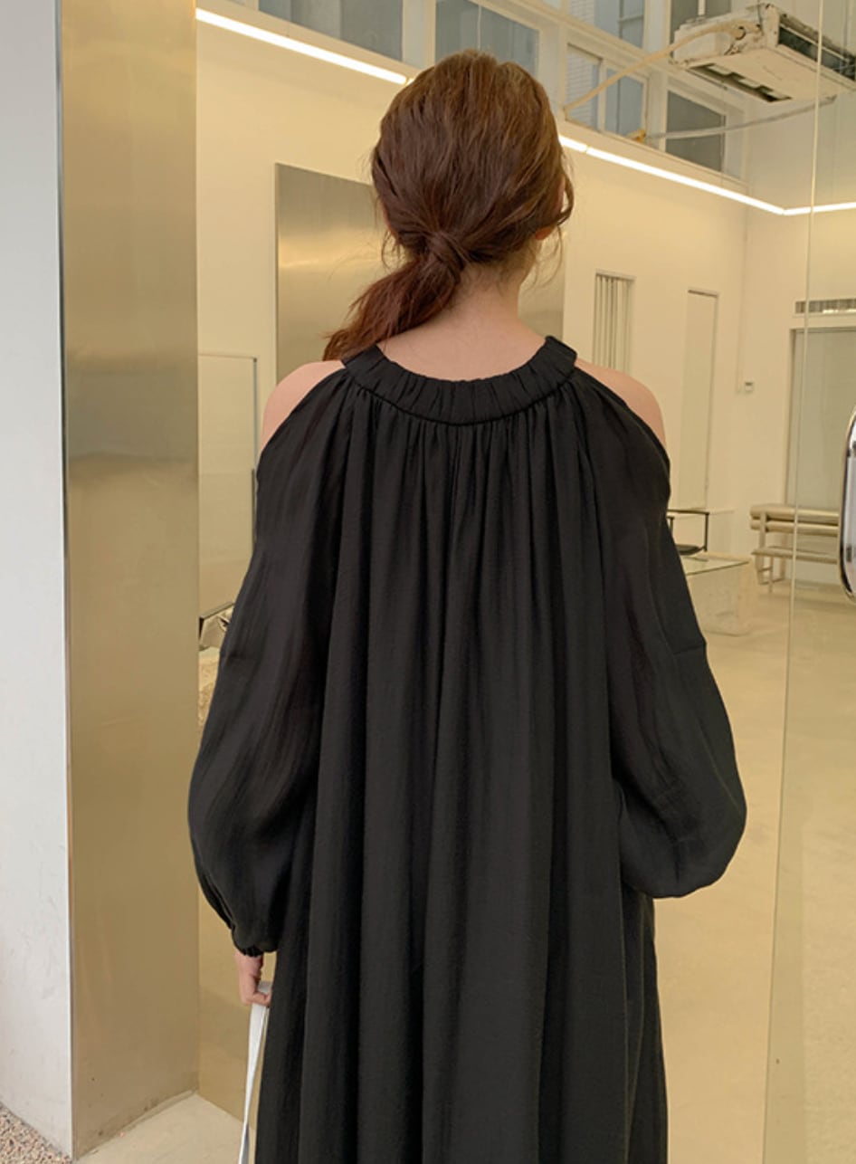 シフォンカットショルダーフレアロングワンピース　５色展開 - select store mirror meシフォンカットショルダーフレアロングワンピース　５色展開199894352mirror meselect store mirror me199894352ホワイト