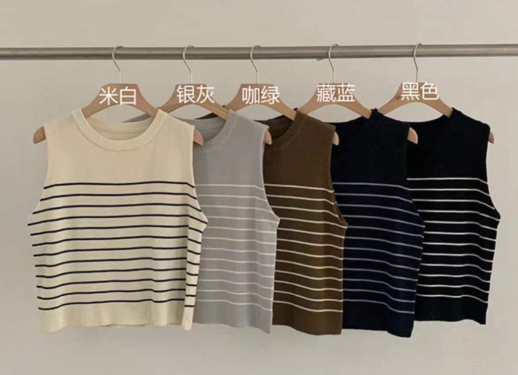 【動画あり】サマーニットノースリーブボーダートップス　５色展開 - select store mirror me【動画あり】サマーニットノースリーブボーダートップス　５色展開201346784mirror meselect store mirror me201346784ホワイト
