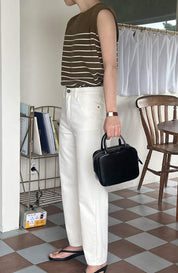 【動画あり】サマーニットノースリーブボーダートップス　５色展開 - select store mirror me【動画あり】サマーニットノースリーブボーダートップス　５色展開201346784mirror meselect store mirror me201346784ホワイト