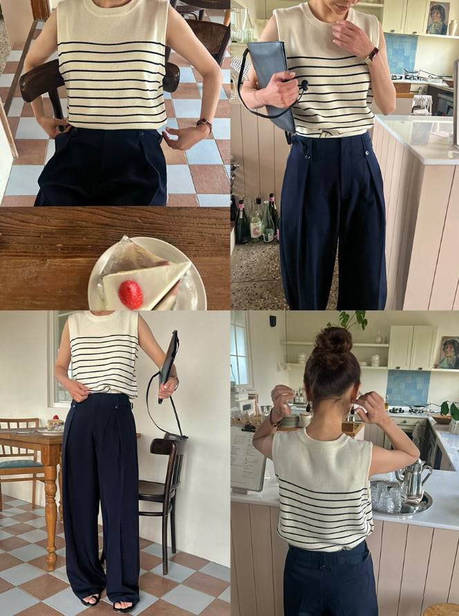【動画あり】サマーニットノースリーブボーダートップス　５色展開 - select store mirror me【動画あり】サマーニットノースリーブボーダートップス　５色展開201346784mirror meselect store mirror me201346784ホワイト