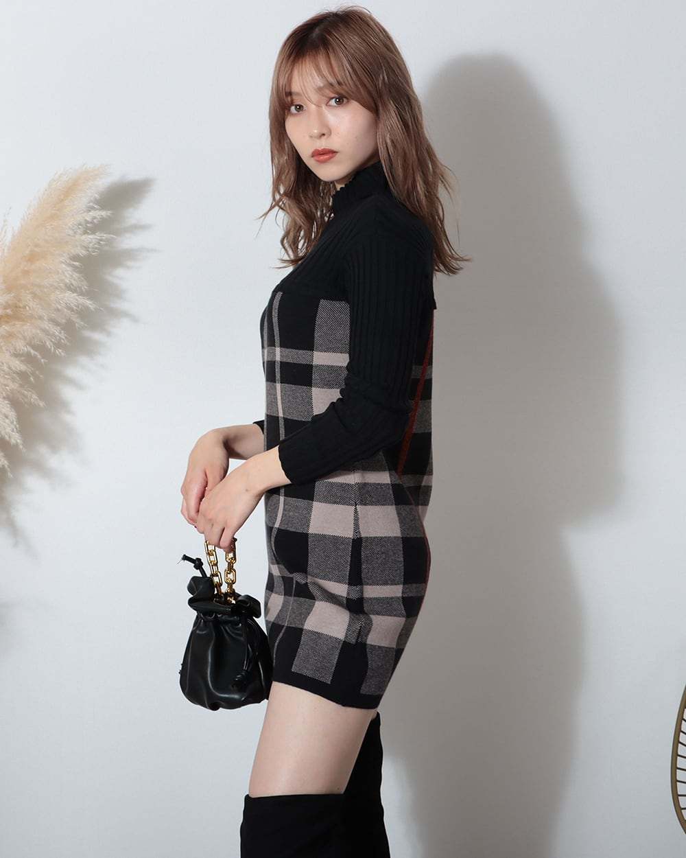 【動画あり】チェック柄ウールワンピース　５色展開 - select store mirror me【動画あり】チェック柄ウールワンピース　５色展開52691187mirror meselect store mirror me52691187ネイビー