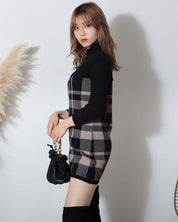 【動画あり】チェック柄ウールワンピース　５色展開 - select store mirror me【動画あり】チェック柄ウールワンピース　５色展開52691187mirror meselect store mirror me52691187ネイビー