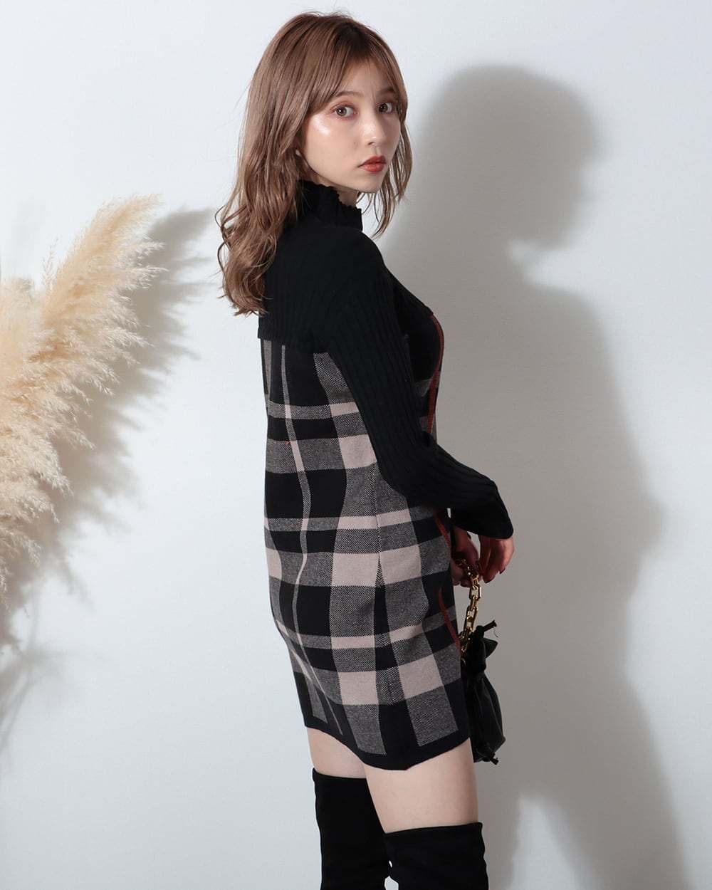 【動画あり】チェック柄ウールワンピース　５色展開 - select store mirror me【動画あり】チェック柄ウールワンピース　５色展開52691187mirror meselect store mirror me52691187ネイビー