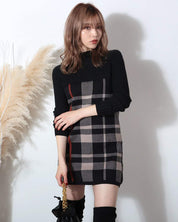 【動画あり】チェック柄ウールワンピース　５色展開 - select store mirror me【動画あり】チェック柄ウールワンピース　５色展開52691187mirror meselect store mirror me52691187ネイビー