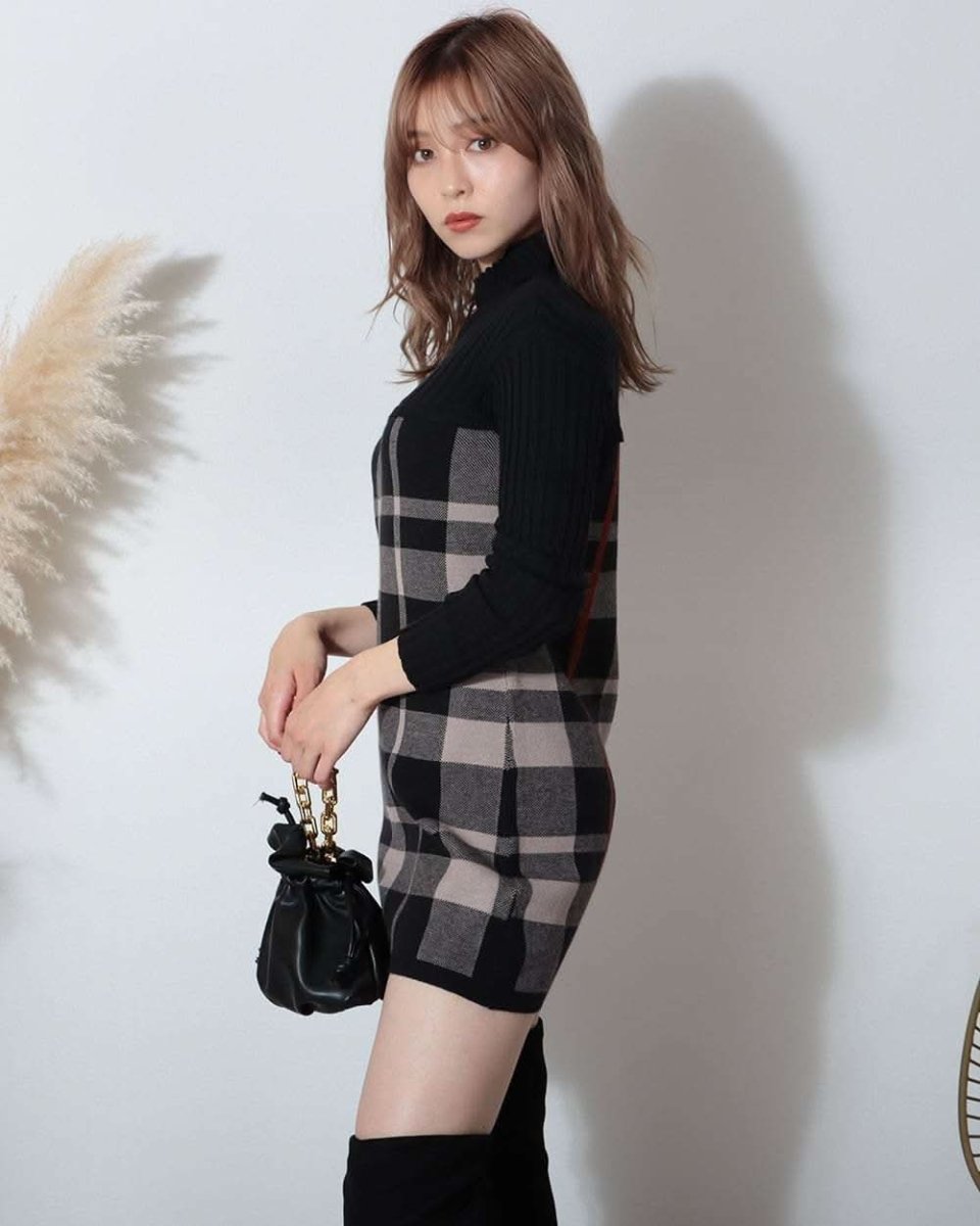 【動画あり】チェック柄ウールワンピース　５色展開 - select store mirror me【動画あり】チェック柄ウールワンピース　５色展開52691187mirror meselect store mirror me52691187ネイビー