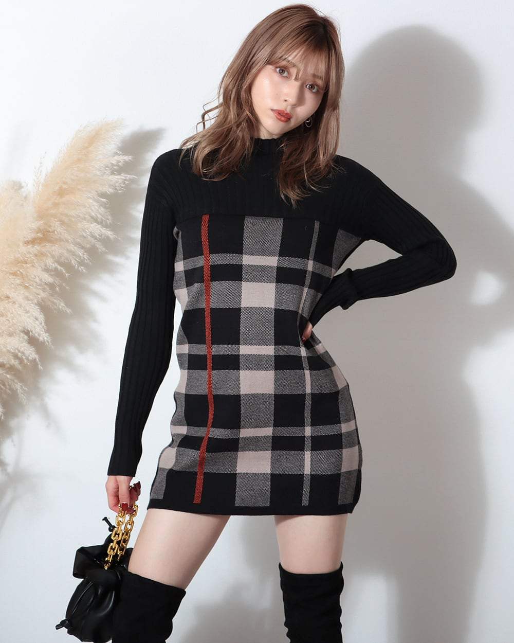 【動画あり】チェック柄ウールワンピース　５色展開 - select store mirror me【動画あり】チェック柄ウールワンピース　５色展開52691187mirror meselect store mirror me52691187ネイビー