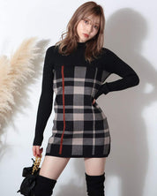【動画あり】チェック柄ウールワンピース　５色展開 - select store mirror me【動画あり】チェック柄ウールワンピース　５色展開52691187mirror meselect store mirror me52691187ネイビー