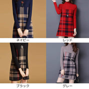 【動画あり】チェック柄ウールワンピース　５色展開 - select store mirror me【動画あり】チェック柄ウールワンピース　５色展開52691187mirror meselect store mirror me52691187ネイビー