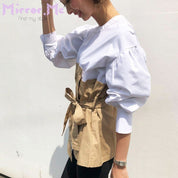 ペプラム異素材切り替えトップス - select store mirror meペプラム異素材切り替えトップス52693393mirror meselect store mirror me52693393S