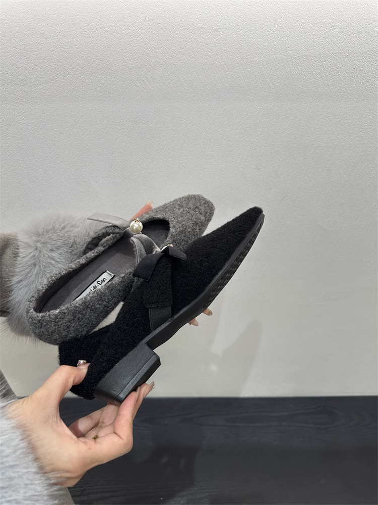 ベルベットリボンフラットシューズ