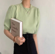 ＜カラー展開豊富＞パステルカラー上品パフスリーブ半袖ニット　６色展開 - select store mirror me＜カラー展開豊富＞パステルカラー上品パフスリーブ半袖ニット　６色展開111488198mirror meselect store mirror me111488198オフホワイト