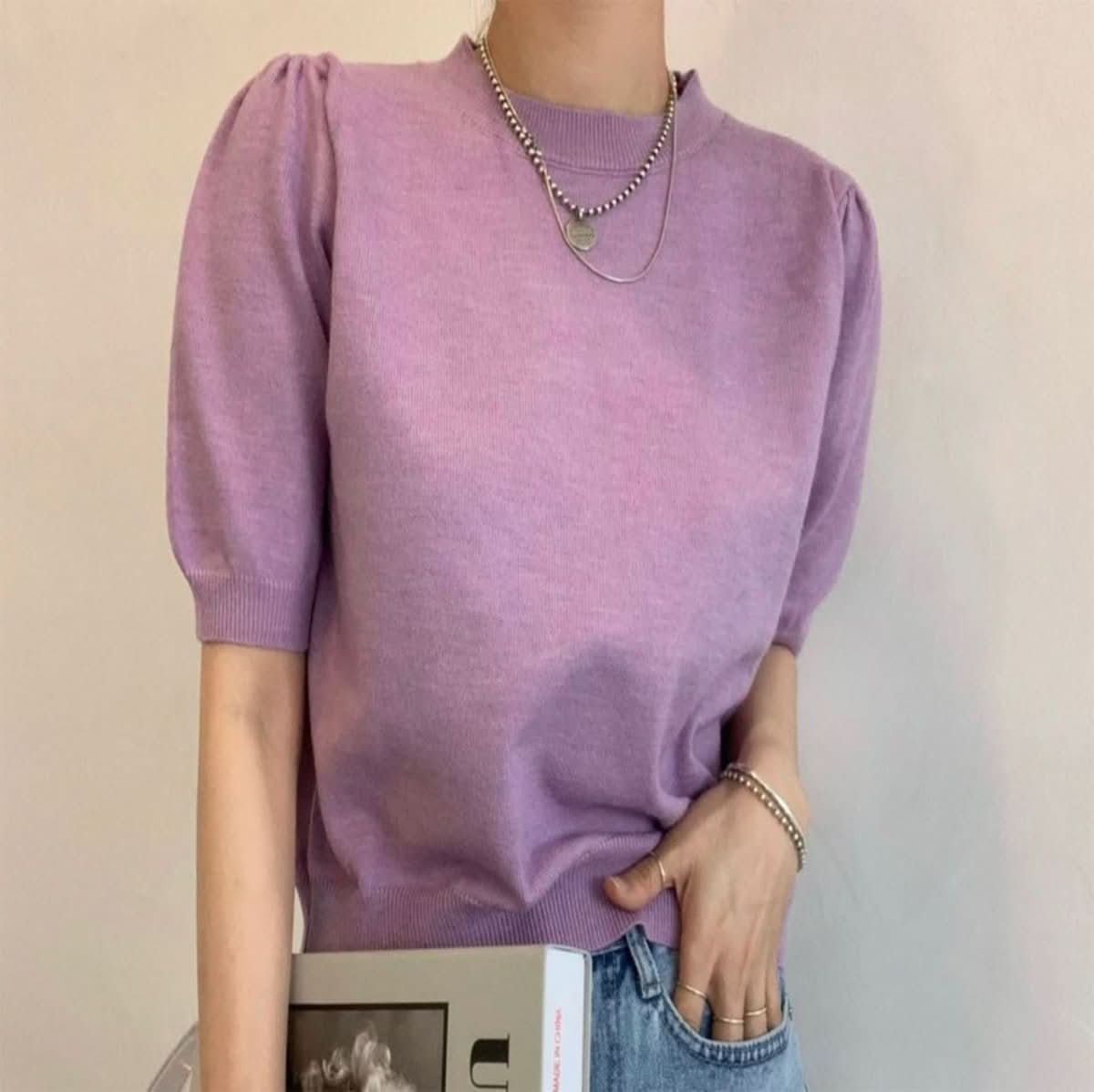 ＜カラー展開豊富＞パステルカラー上品パフスリーブ半袖ニット　６色展開 - select store mirror me＜カラー展開豊富＞パステルカラー上品パフスリーブ半袖ニット　６色展開111488198mirror meselect store mirror me111488198オフホワイト