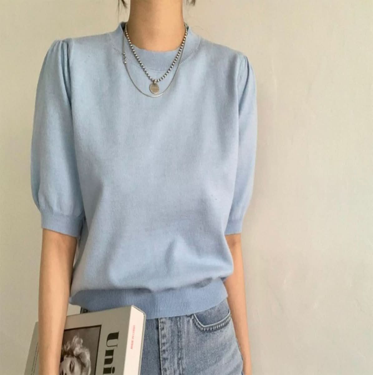 ＜カラー展開豊富＞パステルカラー上品パフスリーブ半袖ニット　６色展開 - select store mirror me＜カラー展開豊富＞パステルカラー上品パフスリーブ半袖ニット　６色展開111488198mirror meselect store mirror me111488198オフホワイト