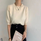 ＜カラー展開豊富＞パステルカラー上品パフスリーブ半袖ニット　６色展開 - select store mirror me＜カラー展開豊富＞パステルカラー上品パフスリーブ半袖ニット　６色展開111488198mirror meselect store mirror me111488198オフホワイト