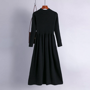 くすみカラーモックネックリブ切り替えワンピース　５色展開