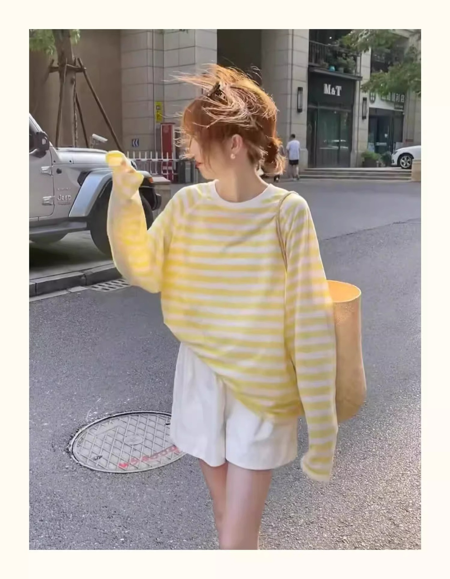 コントラストカラーボーダートップス　２色展開